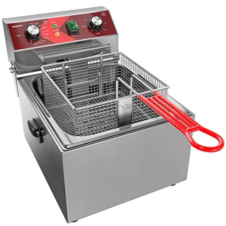 Electric Deep fryer Single Tank Deep Fryer with Basket Capacity 10L 10.5QT Electric Countertop Fryers with 60 Minute Timer for