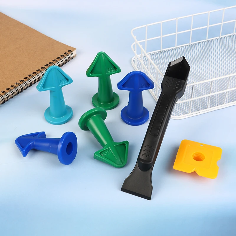 5pcs Caulking Nozzle Applicator Finishing Tool Spatula Plastic Glue Shovel Tile Brick Joints Floor Silicone Remover Grout Kit