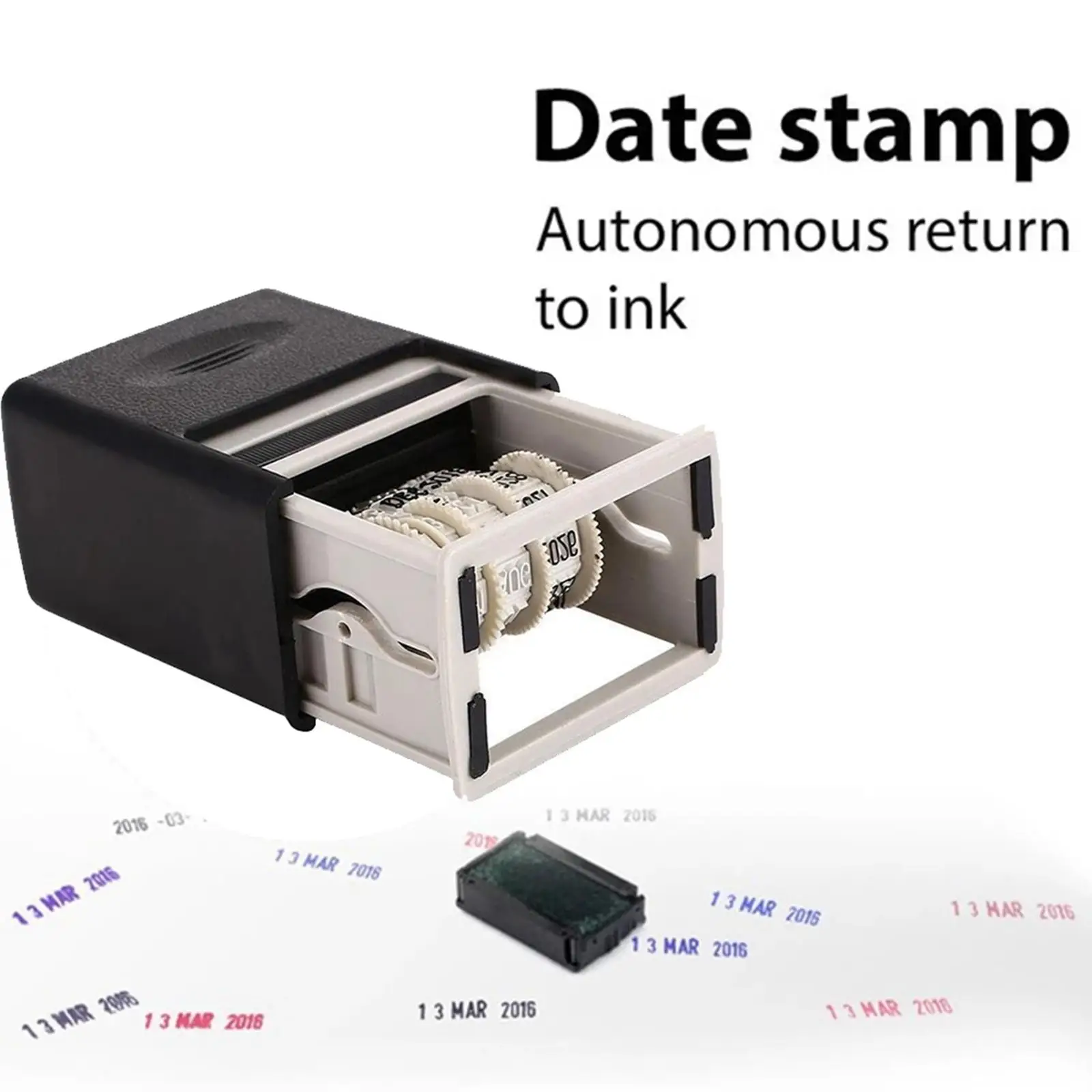 Przenośny Self Inking datownik z regulowanym data biuro biznes datownik er pieczątka do wysyłki ze względu data Album DIY