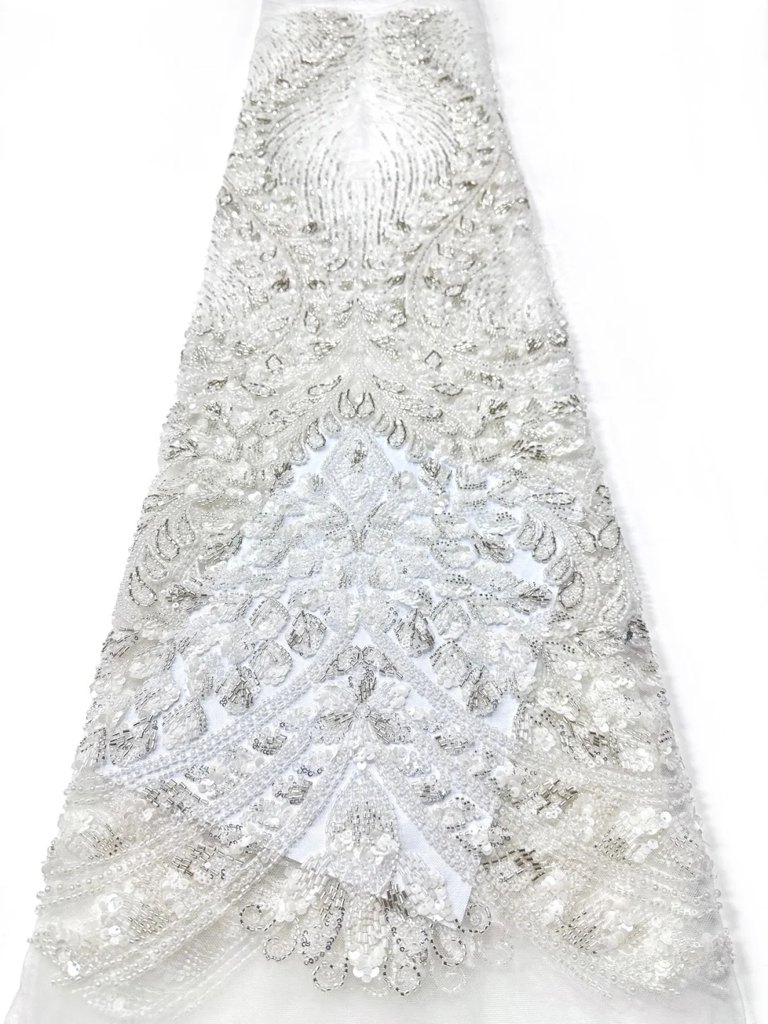 2026 High Quality African Lace Fabric Mesh Lace France Luxury Heavy Beads Sequins Embroidered Tulle Lace Fabric for Sewing Dress