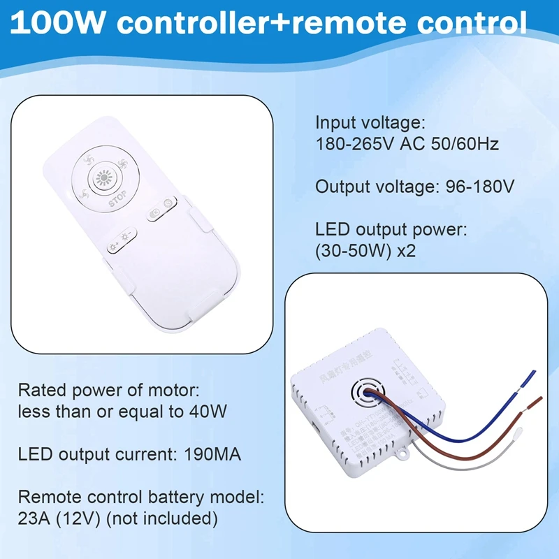 Bedroom Ceiling Fan Light Remote Control 100W Receive Controller Driver Fan Light Accessories 30-50W X 2