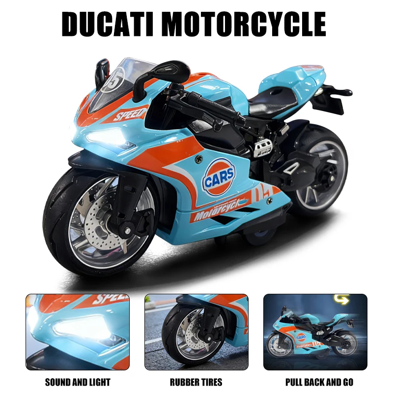 

1:14 Tricycle Model Alloy with Sound and Light Pull Back Car Model Toy Motorcycle Model Toys Car Gifts for Kids for Colletion