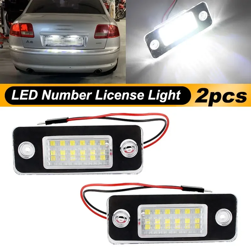 

2Pcs For Audi A8 D3 2002-2006 2007 2008 2009 2010 Car Rear White LED License Plate Light Number Lamps OEM # 4E0943021,4E0943022