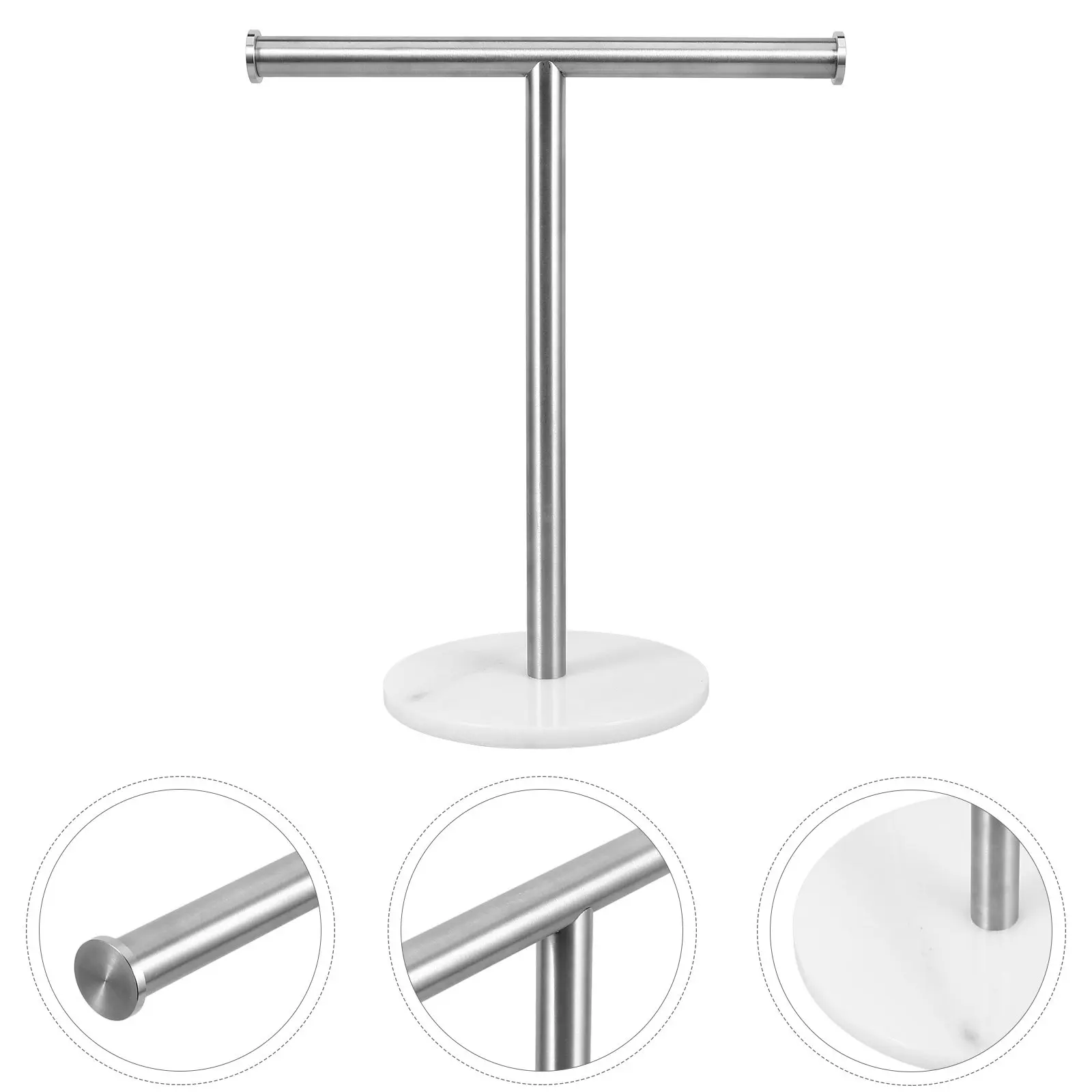 

Heavy Duty Stainless Steel T-Shaped Towel Rack with Reinforced Base Countertop Standing Towel Holder for Bathroom Kitchen Vanity