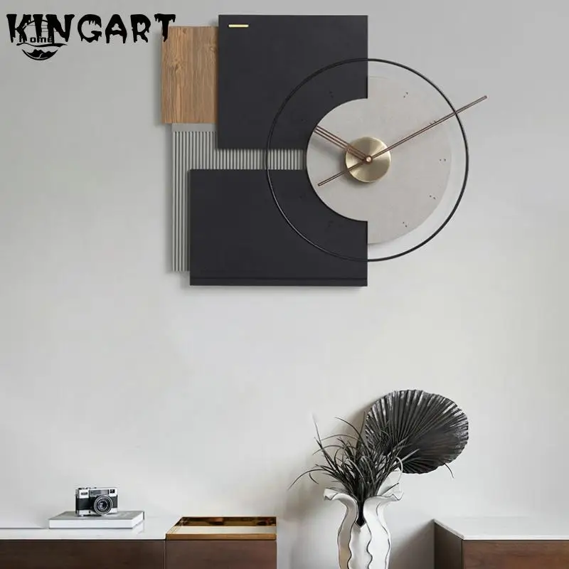 

Large Wood Wall Clock Geometry Modern Design Home Decor Wall Clock Single Face Wall Hanging 3d Wall Sticker Iron Wall Clock K323
