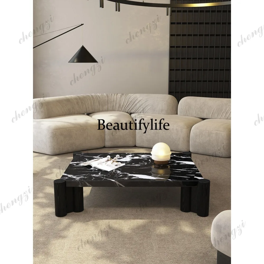 

Natural marble solid wood coffee table living room designer modern luxury stone coffee table can be customized
