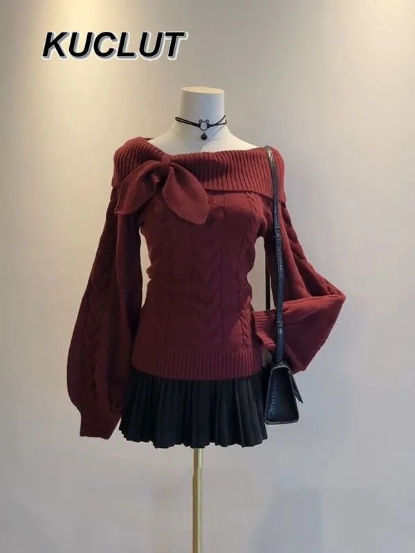 Cute Knit Sweaters for Women Autumn Winter New Fashion Slim Waist Slimming Women's Long Sleeve Pullover Sweater Top 2025 New