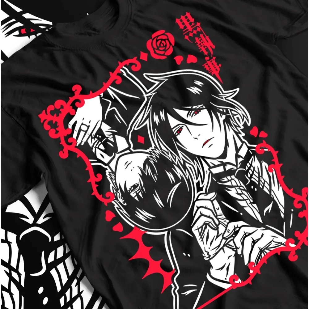 Black Butler Ciel Phantomhive T-shirt Vintage Y2K Dark Anime Graphic Unisex Oversized Crew Neck Cotton Short Sleeve Tee Tops