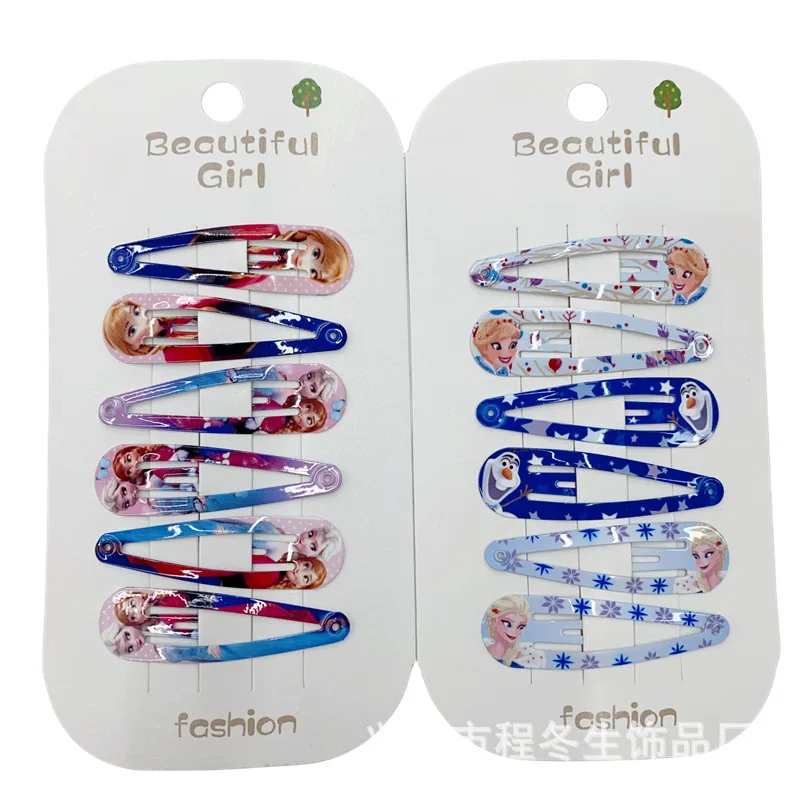 Random 10pcs Frozen Elsa Hair Clip Children's Cute Disney Accessories 4.8cm Digital Printed Hair Clip Minimalist Birthday Gift image 5