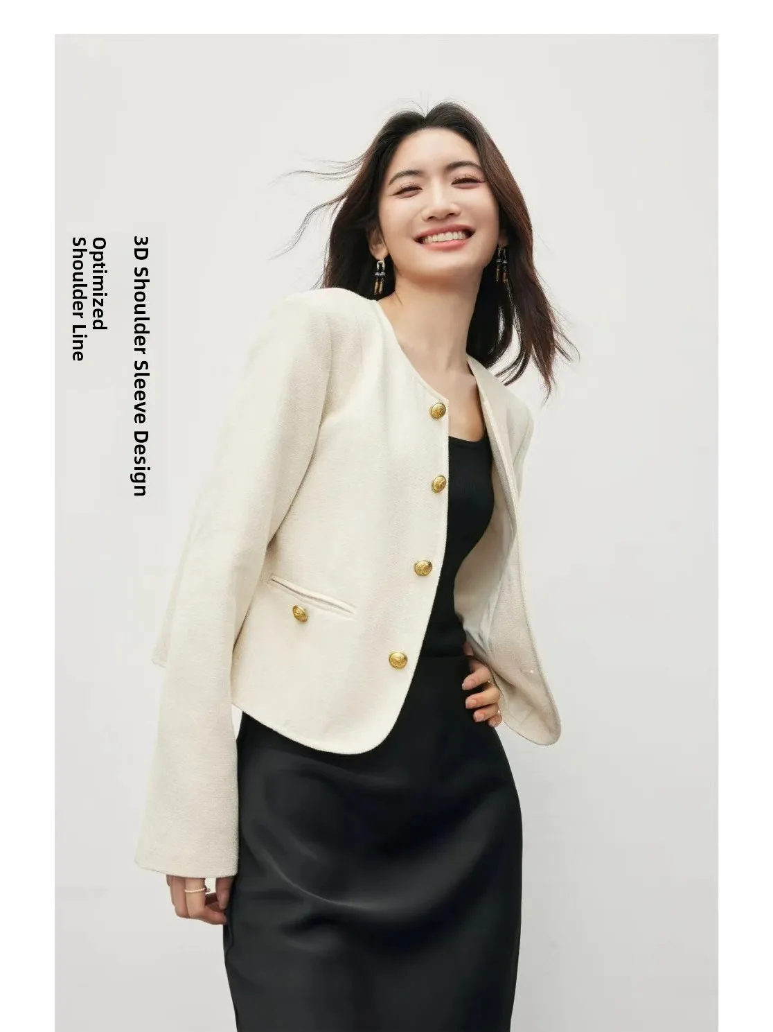 

Весна 2026: Новая повседневная верхняя одежда с круглым вырезом, свободного кроя, для женщин, высокое качество, стандартная посадка, с множеством карманов