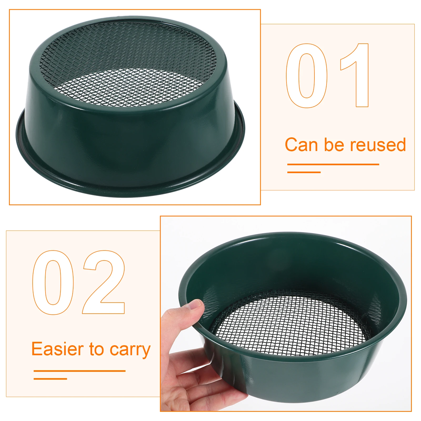 

Soil Sieving Tool Metal Sifting Pan Manual Strainer Green Round Mesh Screen Sifter Garden Gadget Rocks Tool Planting Filter