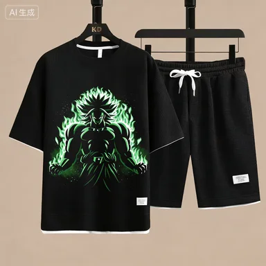 

Комплект из 2 предметов: футболка и шорты с принтом One Piece Luffy Gear 5 Sun God Nika, мужской, в стиле аниме, уличная одежда, повседневный летний спортивный костюм 2026