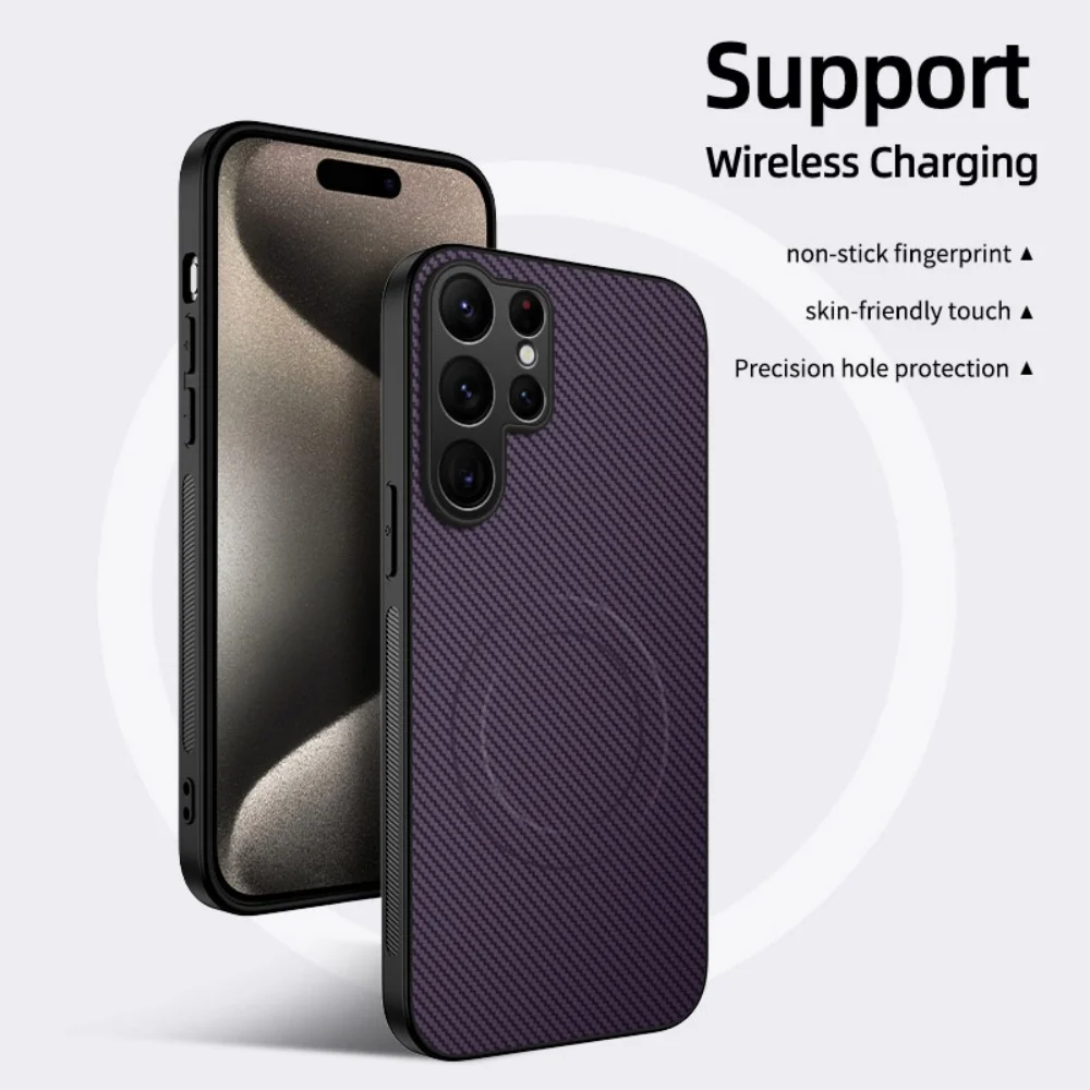 Luxus Matte Carbon Faser Magnetische Für Magsafe Rüstung Telefon Fall Samsung S26 Ultra S25 S24 FE S23 S22 Plus S21 S20 FE A56 A36 A26 – Detail 13