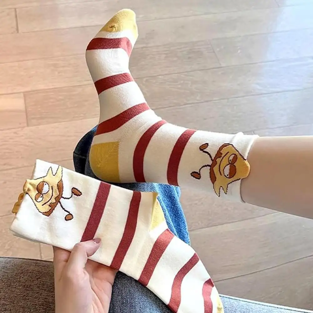 Colorful Socks Fun Patterned Socks Japanese Style Winter Cartoon Socks with Burger Chips Pattern Anti-slip High for Unisex