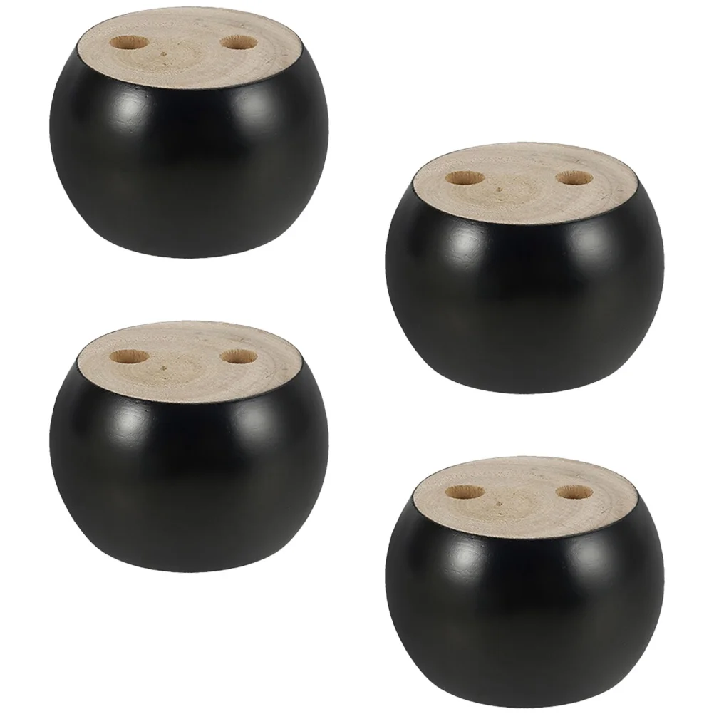 

4 pcs Wooden Sofa Legs Round Bun Feet For Furniture Sturdy Wood Cabinet Supporting Feet Non-Slip Round Furniture Legs