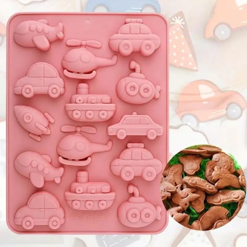Silicone Vehicle Candy Molds Car Plane Shape Chocolate Molds Non-Stick Cake Decorating Moulds For DIY Baking Candies Soap Making