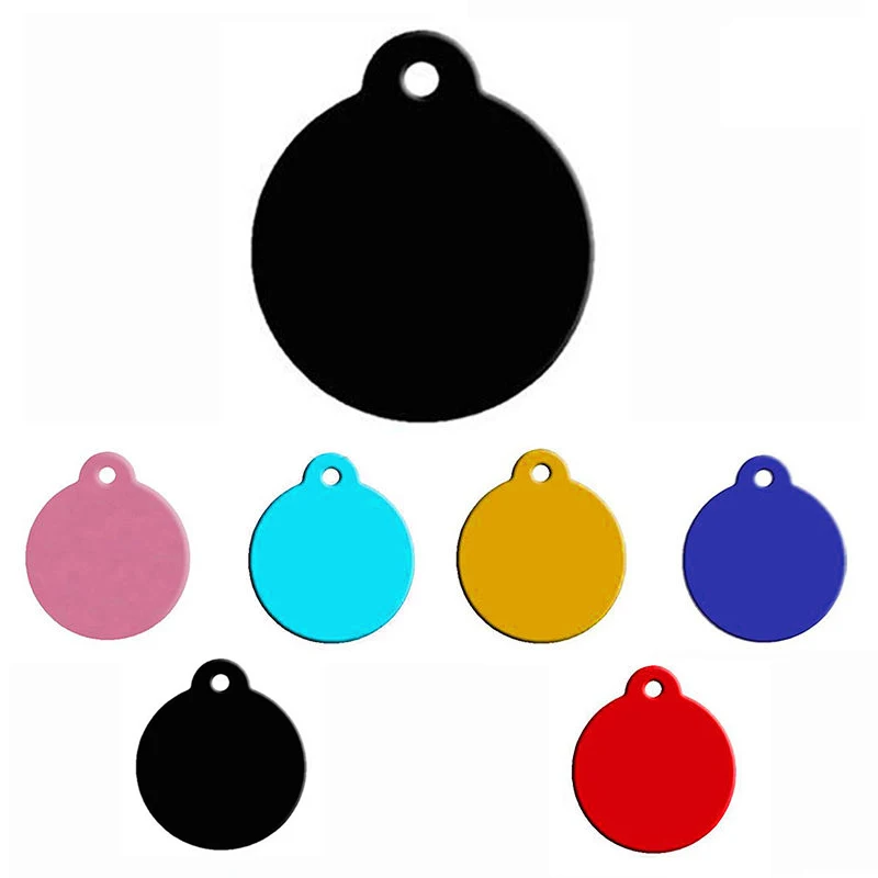 5Pcs/Set Random Color Aluminum Alloy Pets ID Name Tag Anti-lost Dogs Collar Pendant Decoration Round Shaped Collar Tag Decor