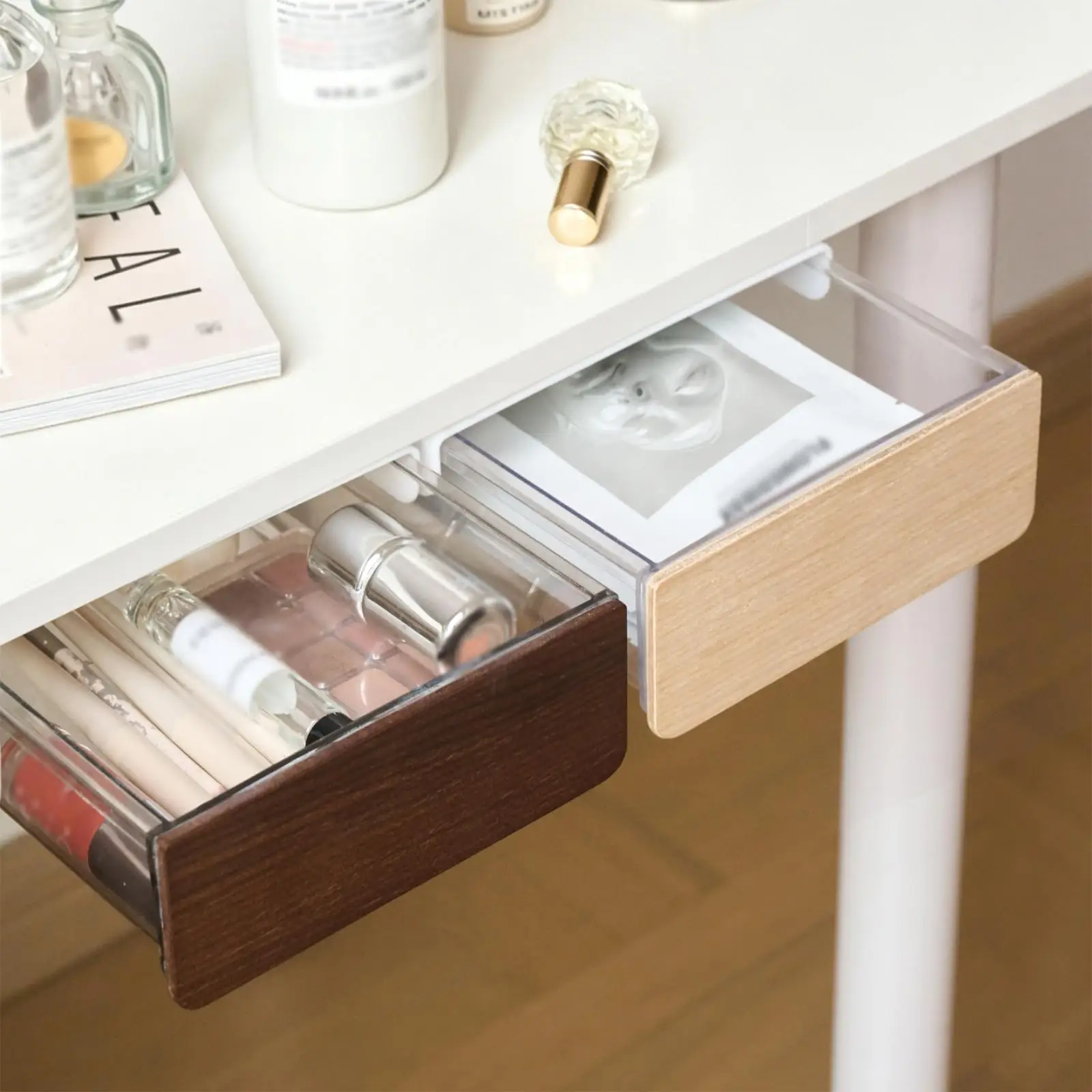 

Under Desk Drawer Storage Box Tray Sticky Mounted Sliding Drawer Pull Out Storage Organizer for School Workbench Home Office