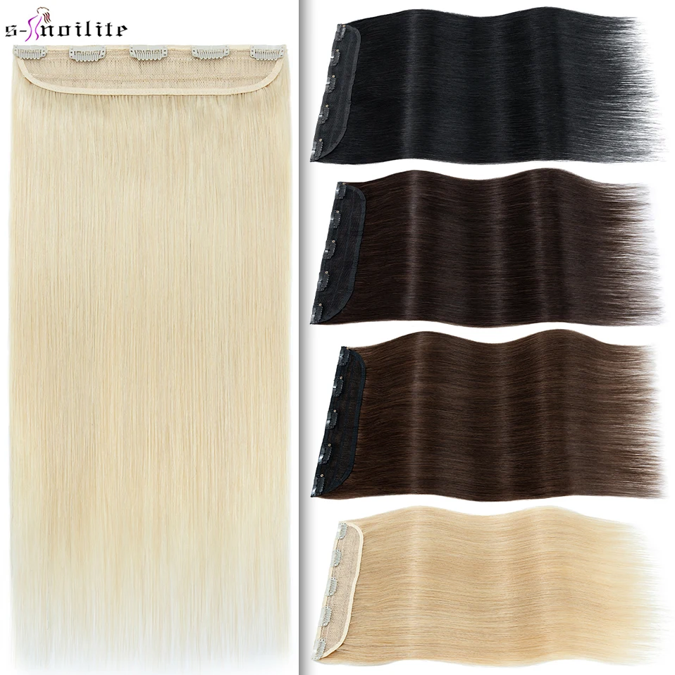 

S-noilite 100g Thick Clip In Hair Extensions Human Hair 5 Clips Hairpiece 22Inch Natural Extension Hair Clip Double Drawn Blonde