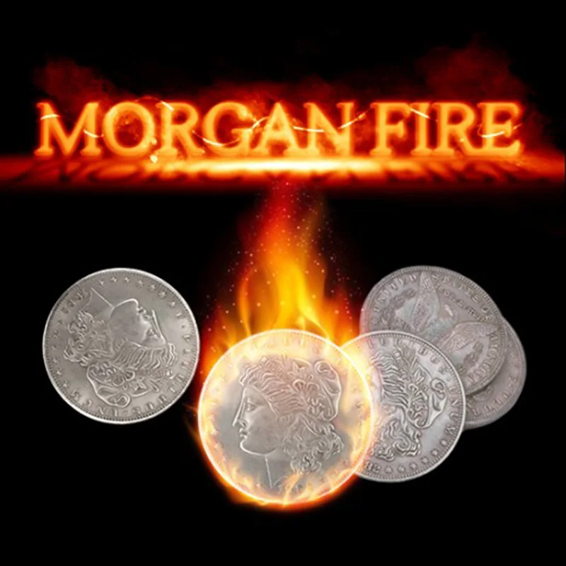 Morgan Fire Set (1 Fire Coin + 3 Fake Morgan Coins + 1 Morgan Shell) Magic Tricks Close-up Illusions Gimmicks Mentalism Props