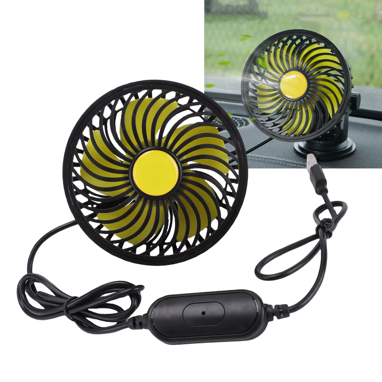 Car Cooling Fan USB Powered Car Fan Air Circulation Fan for Vehicle Chair Rear Headrest 360 Degree Rotatable