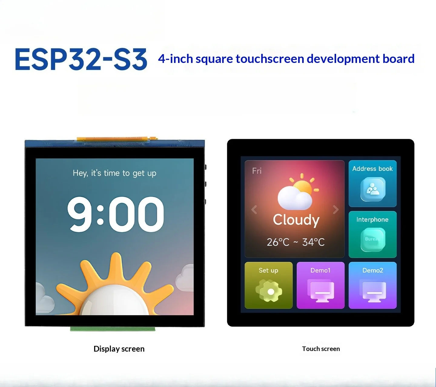 ESP32-S3 4-Inch 480x480 LCD Touchscreen Development Board, Wi-Fi, Bluetooth 5, LVGL, 16MB Flash, 8MB PSRAM, CAN/RS485/I2C