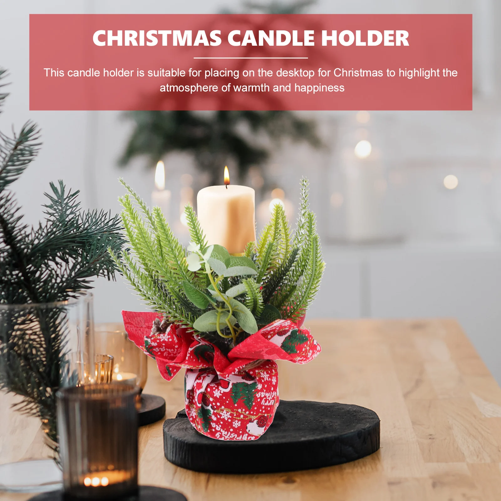 

Candleholder Christmas Unique Design Xmas Candlestick for Desktop and Party Decor Stable Base Holder Stand