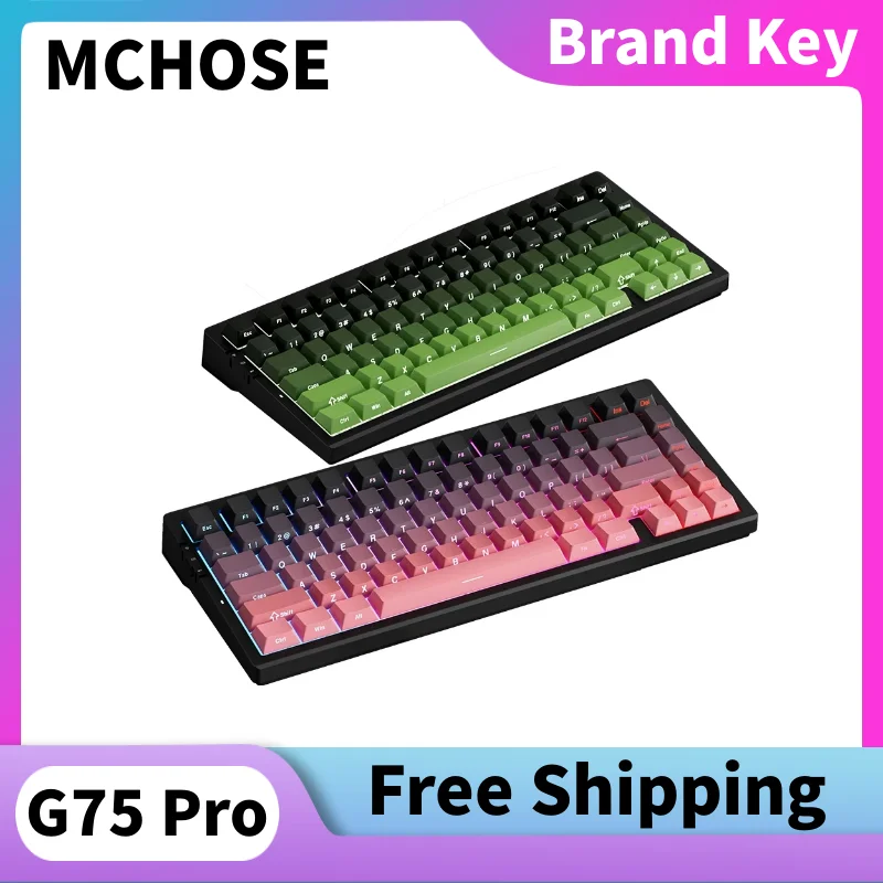 

Беспроводная механическая клавиатура MCHOSE G75 Pro, 75% Layoute, оснащенная герметичными подушечками, 5-слойная проводная игровая клавиатура с амортизацией