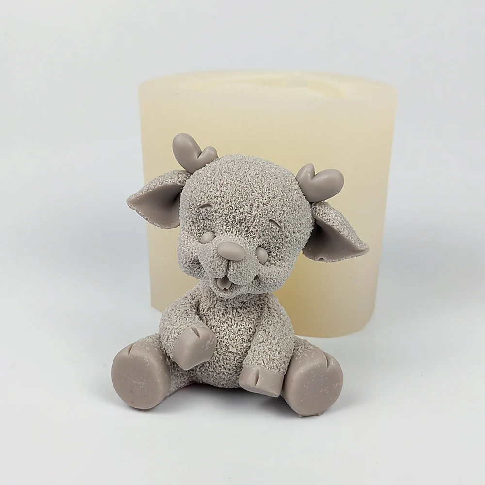 DW0415 PRZY 3D The Sitting Deer Soap Molds Animals Moulds Silicone Candle Mold Wedding Birthday Valentine\'s Mould