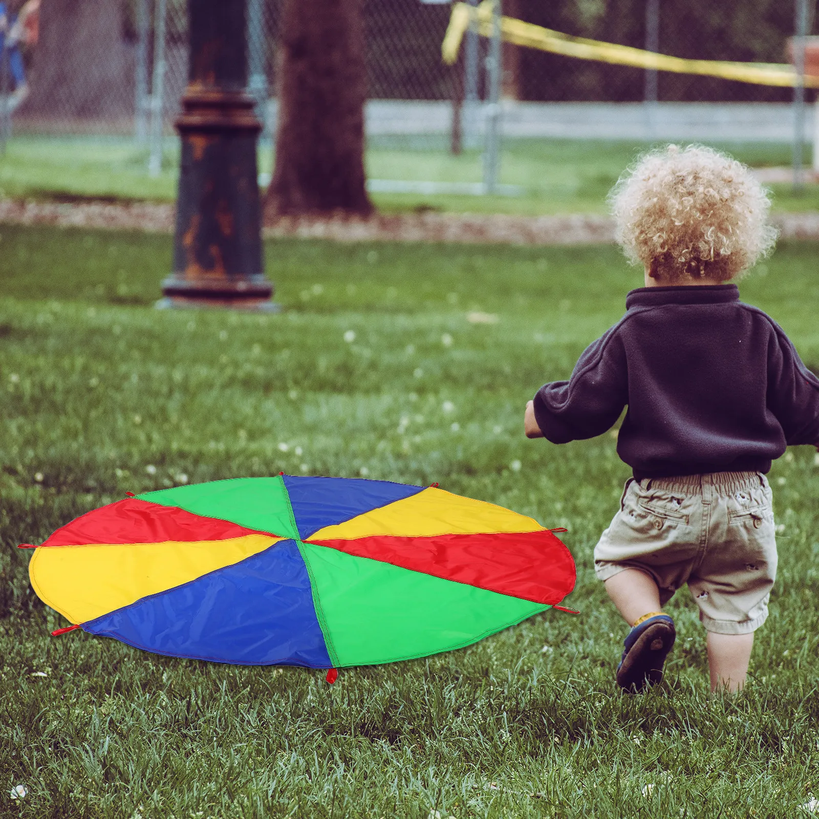 Kids Outdoor Learning Activities - ร่มชูชีพสีรุ้งสำหรับเด็ก กิจกรรมฝึกการประสานงานกลางแจ้งสำหรับเด็กก่อนวัยเรียน อุปกรณ์เกมสำหรับโรงเรียนอนุบาล เสริมสร้างพัฒนาการด้านประสาทสัมผัส