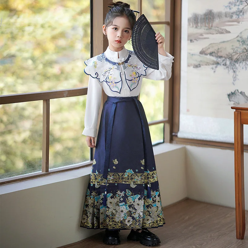 ازياء تقليدية صينية للنساء ، طقم فستان هانفو منسوج ، تنورة وجه فتاة حصان ، ملابس رقص ، ملابس تنكرية عائلية