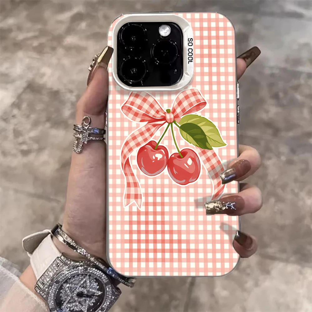 Niedliche Erdbeer-Karo-Hülle für iPhone 16 17 15 Pro Max Hüllen iPhone 17 11 12 13 ProMax 14 15 16 Plus 8 XS XR Stoßfeste Schutzhüllen – Detail 13