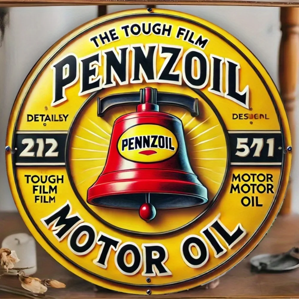 

2D Flat Vintage Pennzoil Motor Oil Aluminum Wall Sign - Art for Rooms, Bars, Coffee Shops & Garages - Perfect for Room Decor