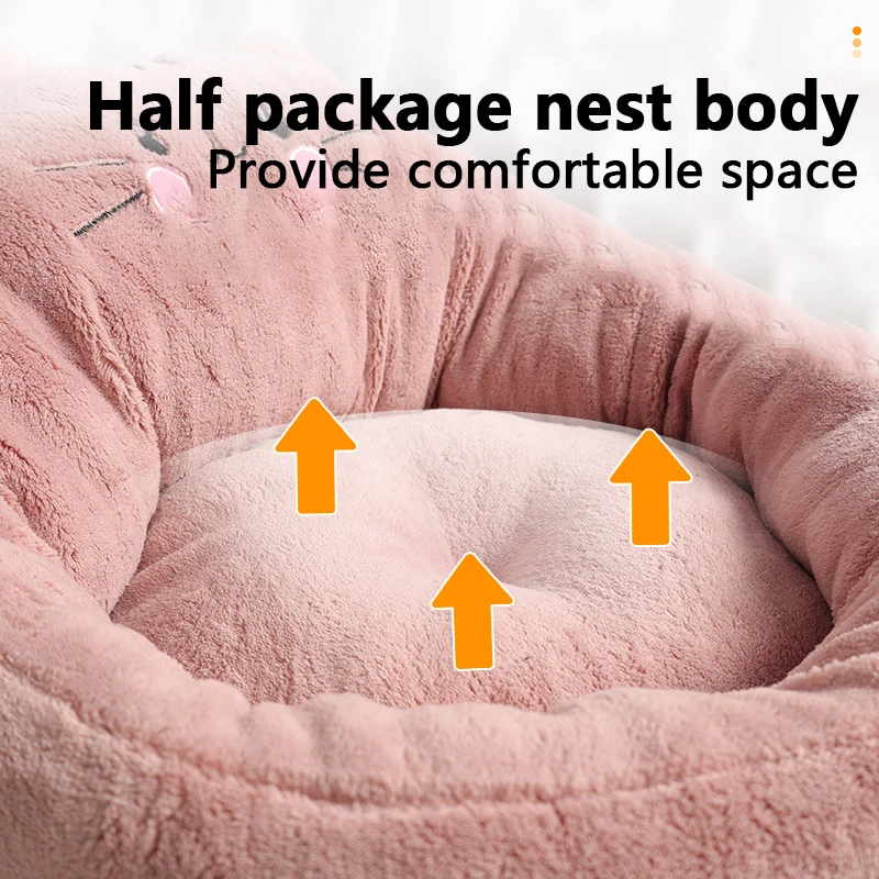 Coral Fleece Cat Bed Cute Cats Styling Sofa Soft Skin-friendly Semi-surrounded Cat Beds for Kittens Puppies Pet Cat Accessories