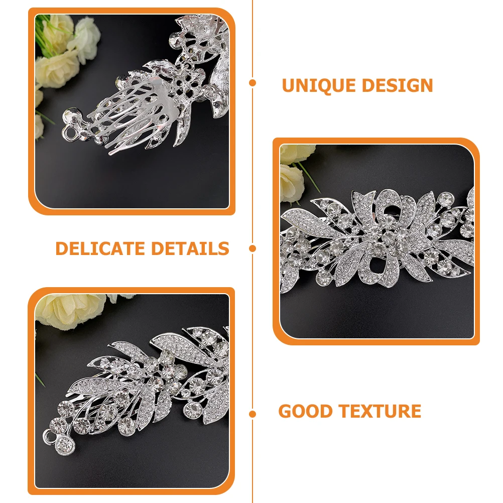 

Exquisite Rhinestone Hair Comb Bride Wedding Bridal Headpiece Crystal Decorative Comb for Bridesmaids Party Festival Dance