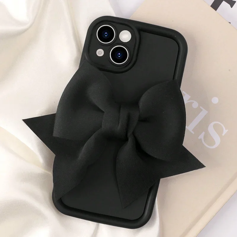 

Милый силиконовый чехол для телефона с 3D бантом для iPhone 11 12 13 14 15 16 17 Pro Max 16E X XR XS Max 7 8 Plus SE2, мягкий противоударный чехол