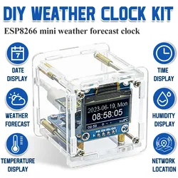 DIY Digital Clock Kit ESP8266 MINI Weather Clock WIFI Soldering Practice Electronic Multifunctional Weather Station