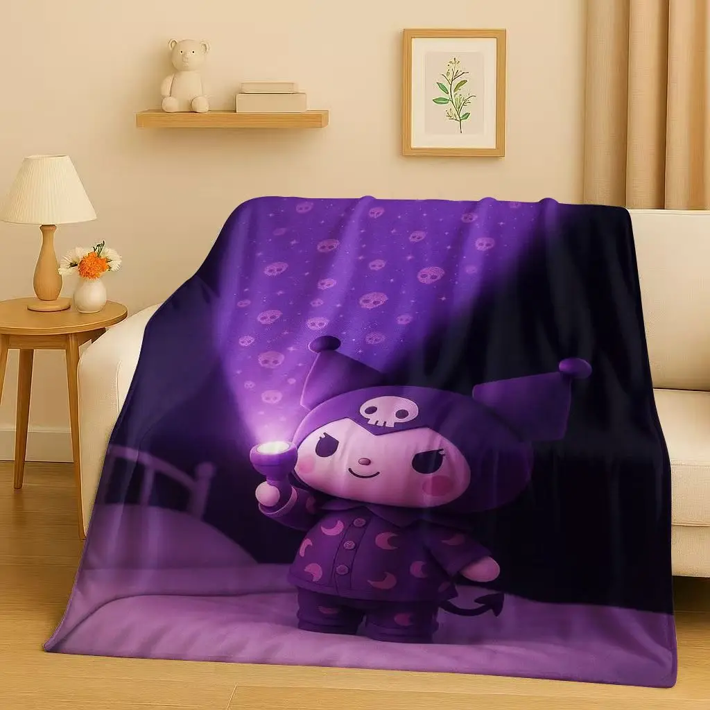 

MINISO Kawaii Kuromi Cartoon Christmas Gift Flannel Blanket,Ultra Soft Plush Throw for Home Bedroom Bed Sofa Cover Office Kids