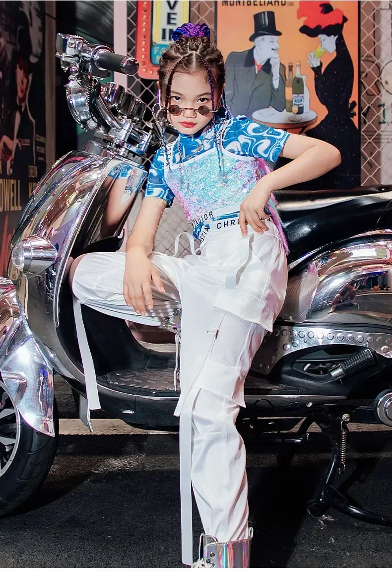 ZZL K-pop 옷 키즈 쇼 의상 소녀 재즈 댄스 패션 의상 소녀 멋진 옷 키즈 스트리트 댄스 힙합 정장 가을