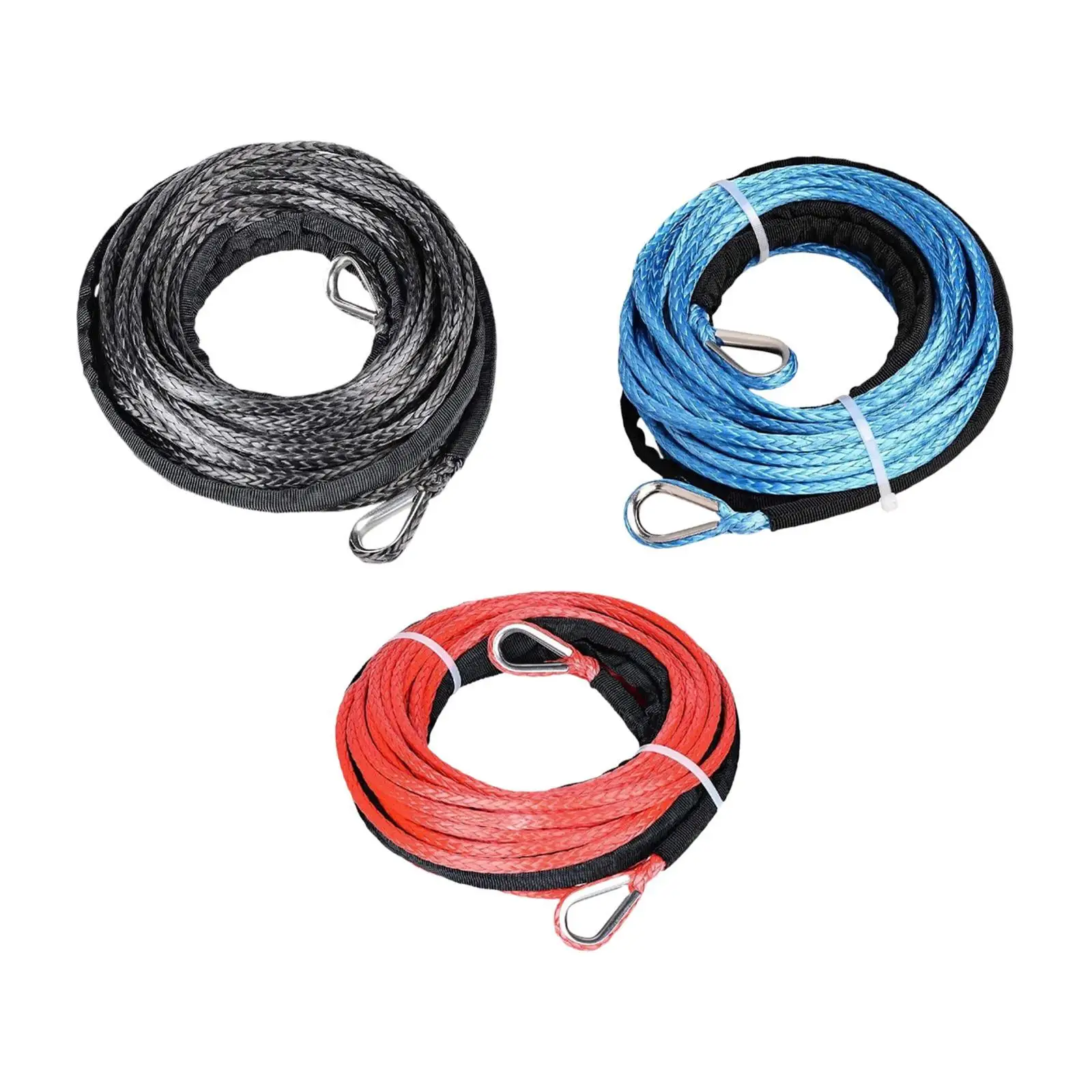 

Синтетический трос лебедки 15MX6 мм, универсальный легкий аксессуар для замены буксировочного троса для бездорожья с защитным рукавом