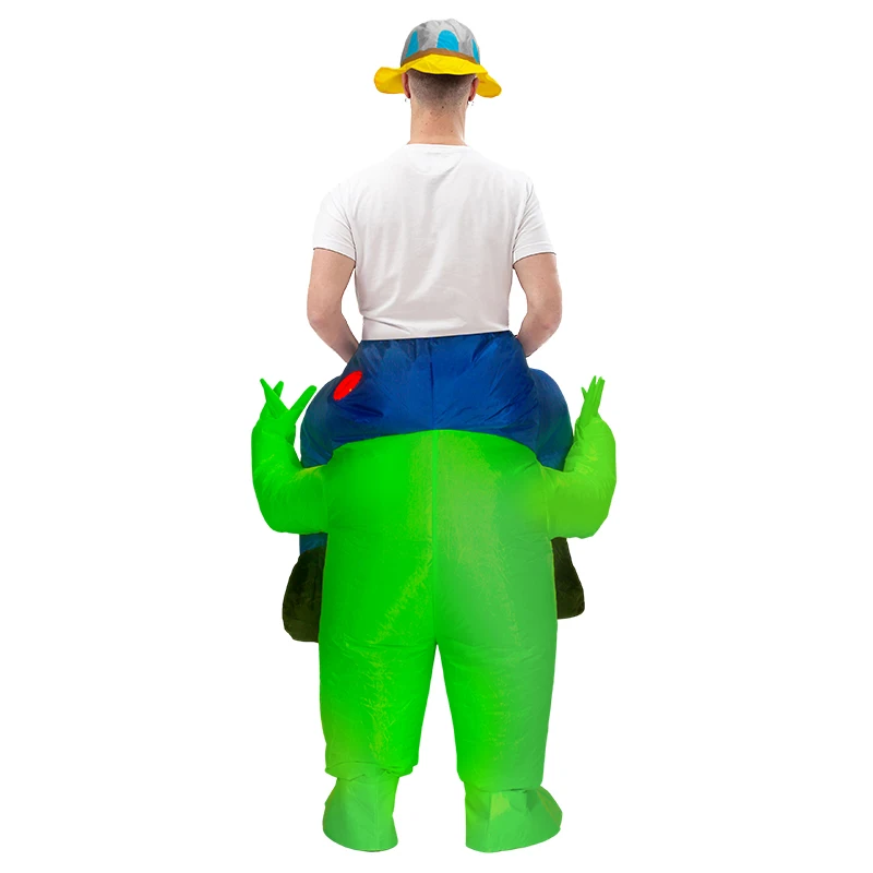 Alien Inflatable Costume for Women Men Adults Fancy Dress Up Ride on Green Alien Monster Jumpsuit Halloween Carnival Party Suit