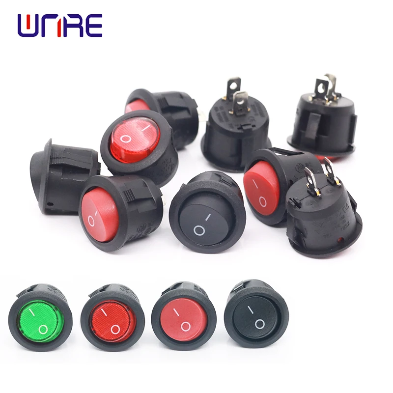 10Pcs 20mm Diameter Round Rocker Switches Mini Round Black White Red 2 Pin ON-OFF Rocker Switch KCD2-101