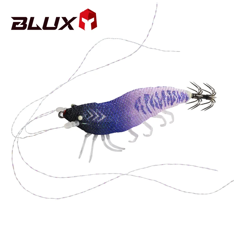 Señuelo de Pesca BLUX Slow Sinking Wood Shrimp 8cm 8g Eging 2.5 #   Señuelos de Pesca EGI con Forma de Pulpo, Sepia y Calamar, con Luz UV, Artificiales, para Pesca con Jigging