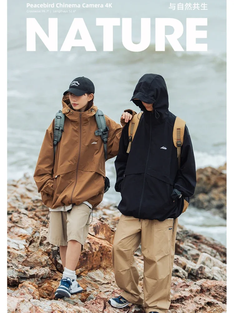 Hooded Jacket Men Fall New Loose-leaf Design Japanese Wide-shaped Work Coat Outdoor Functional Wind Rushing Jacket Men Clothing