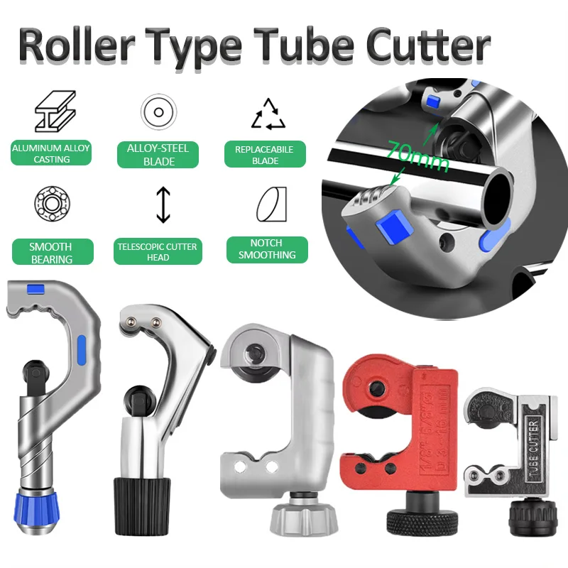 Roller Type Tube Cutter Bearing Pipe Cutter Aluminum Alloy Scissor Pipe Cutter Stainless Steel Copper Tube Plumbing Cutting Tool