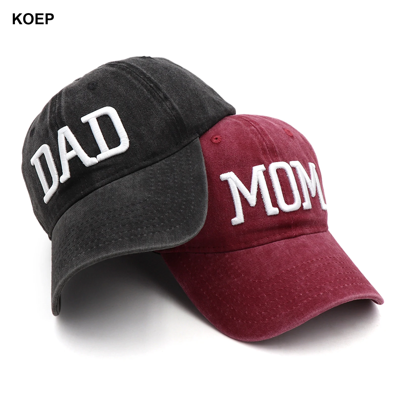 KOEP-Gorra de béisbol para hombre y mujer, gorro de pesca lavado y desgastado, bordado 3D, anuncio de embarazo