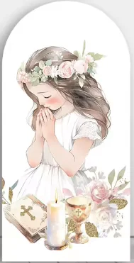 Mehofond Custom 2-Sided First Holy Communion Baprtism Party God Bless Baby Shower Covers Chiara Arch Background Decor Backdrop