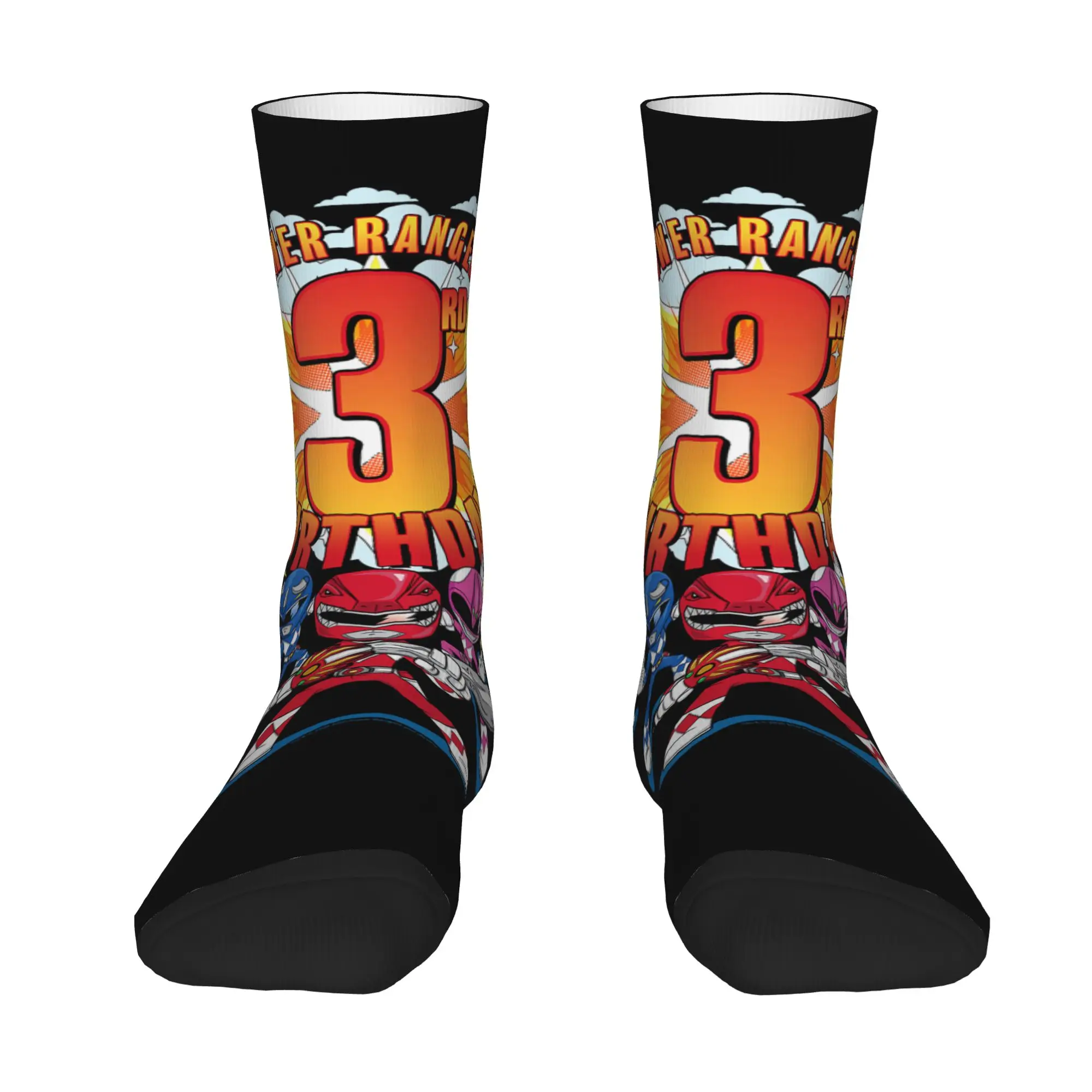 Socks Vintage Power Rangers Awesome 3rd Birthday Mini Action Shot Crazy Men's compression Socks Unisex  Funny Crew Sock