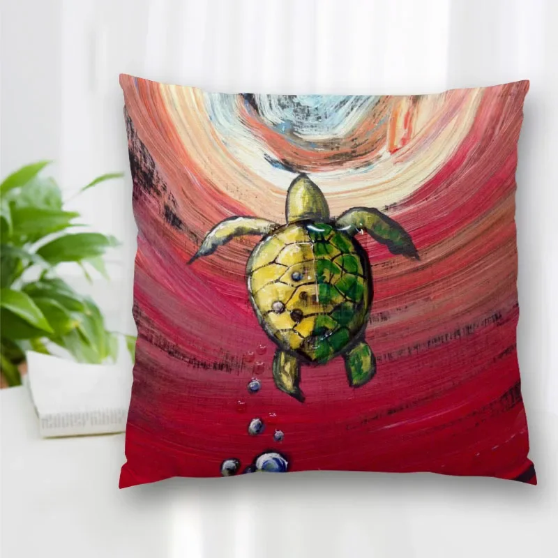 غطاء وسادة مطبوع عليه لوحة فنية على شكل سلحفاة مع طباعة قطيفة قصيرة لتزيين أريكة المعيشة وغطاء وسادة مزخرف #6