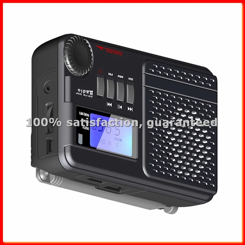 Portable AM/FM/SW Big Rechargeable Battery Operate Clock Radio with MP3,Sleep,USB Flash,Micro-SD Transistor Pocket Radio-A63M